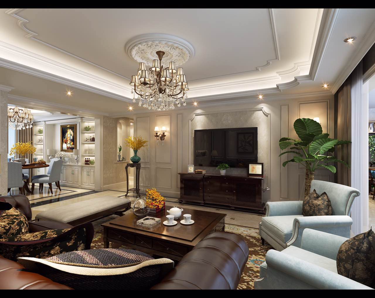 西安天鹅堡美式家居别墅设计-7