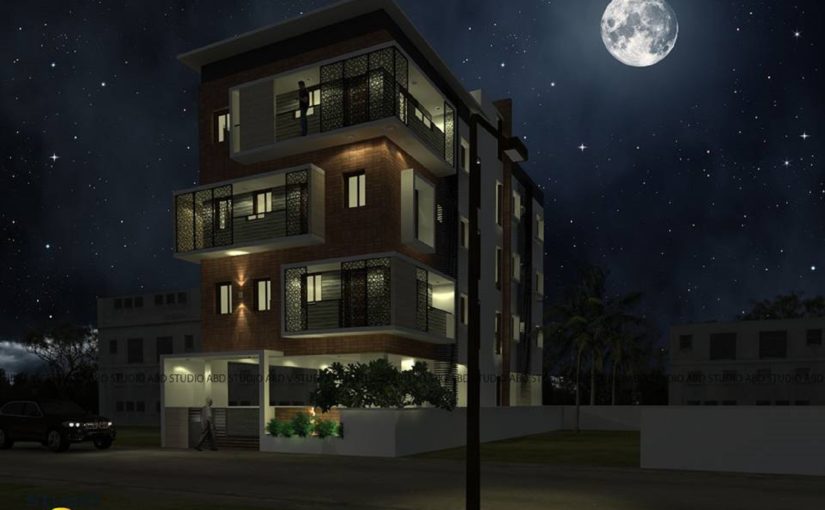 Apartment Elevation Design in Trichy – Khaja Nagar-0