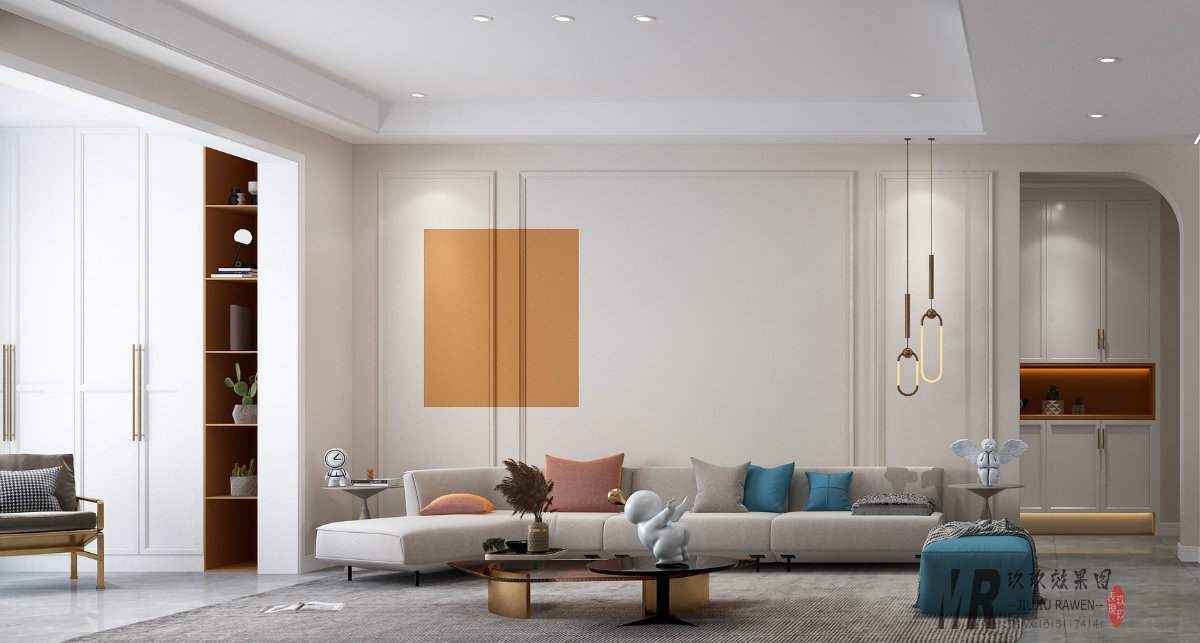 现代简约 |现代轻奢 |客餐厅、卧室效果图案例分享——玖玖设计表现-10