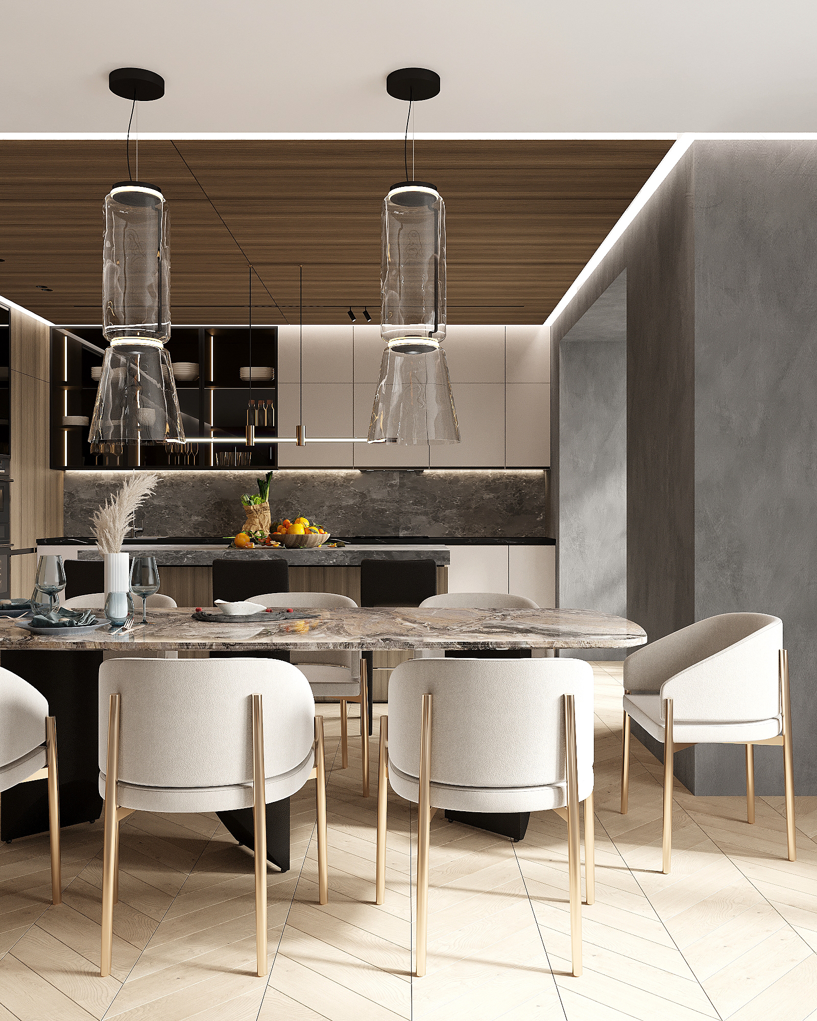 胡桃木+大理石，不一样的奢华质感！-3