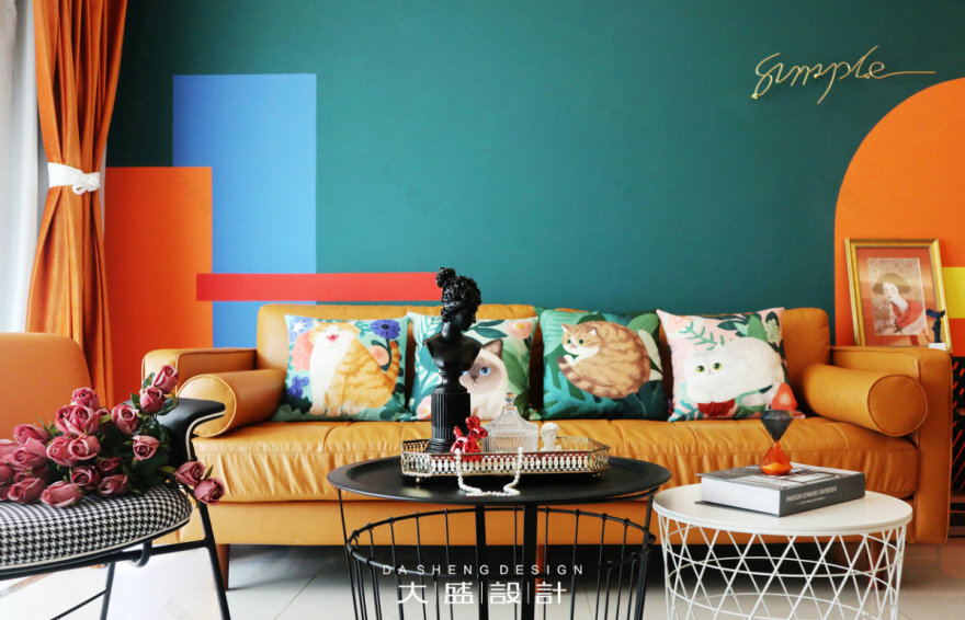 南宁光明城市 96㎡孟菲斯风格家居,色彩斑斓的甜蜜空间-0