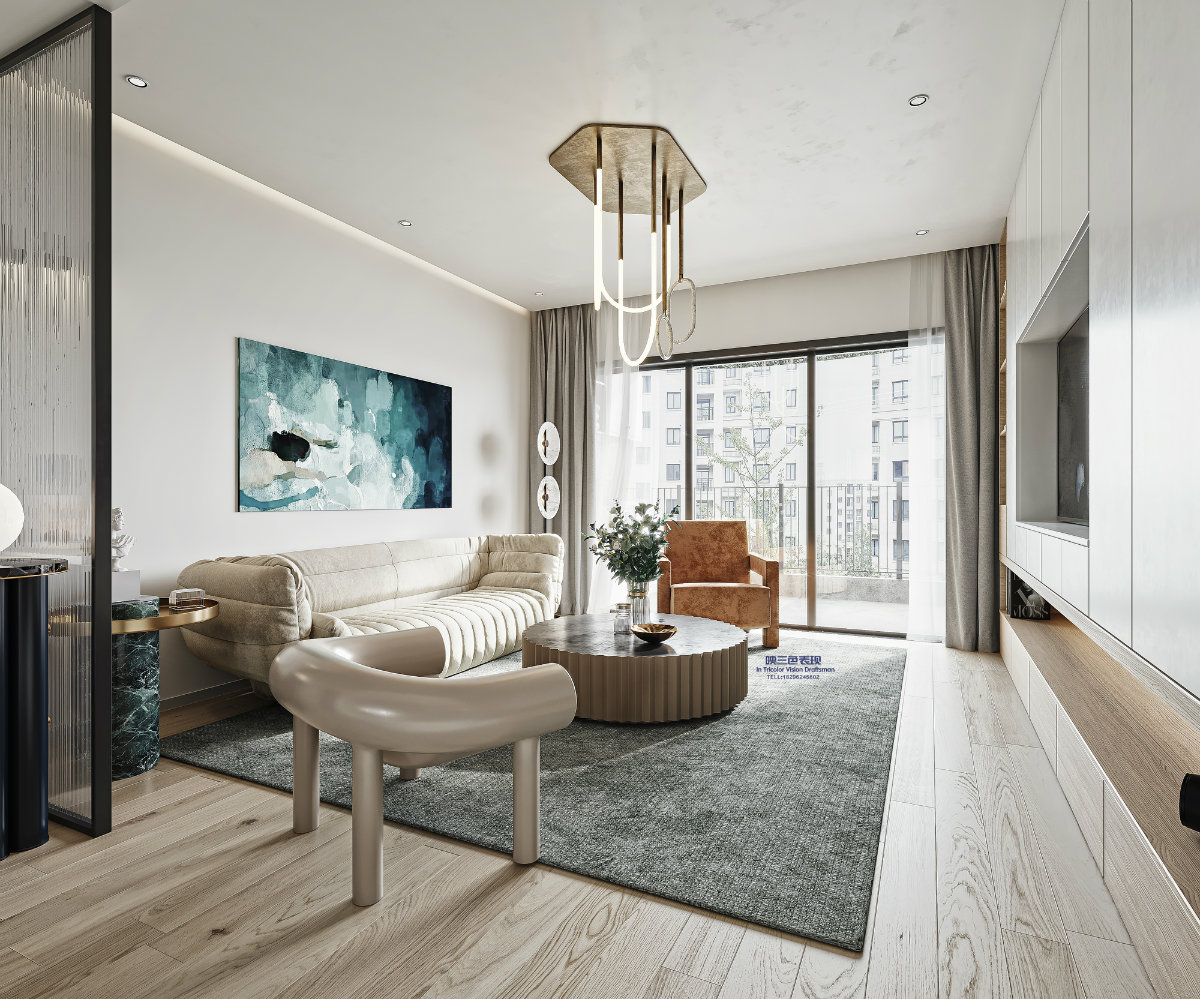 in-Tricolor|现代：艺术与灵感的碰撞，当蓝色海花撞入木色温柔的怀中​-3