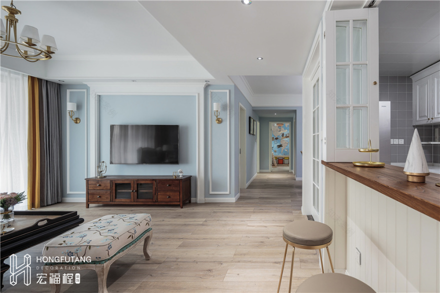 成都宏福樘装饰《飞行棋》平层住宅设计,美式混搭风格-23