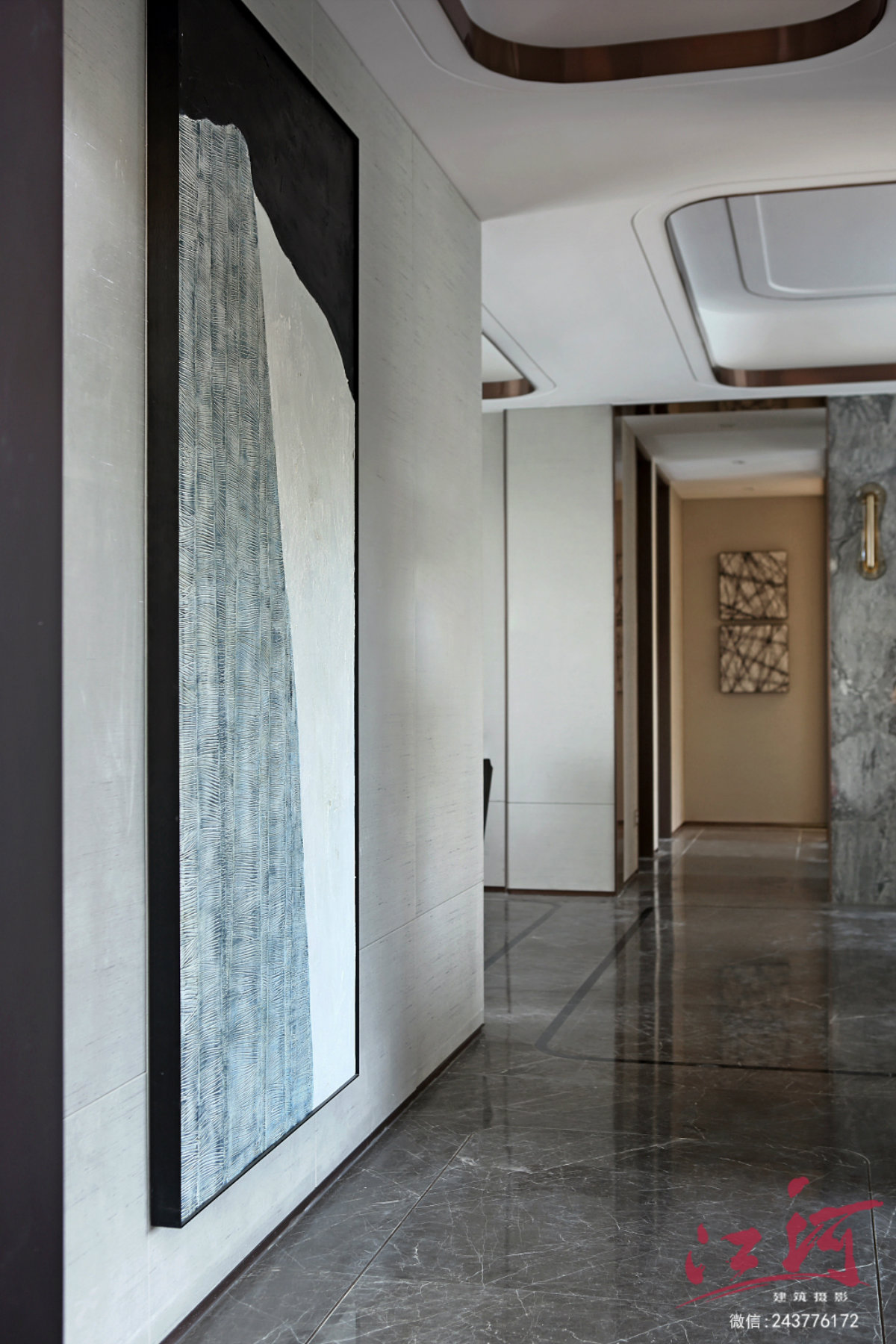 新中式高级灰格调样板房空间摄影-4