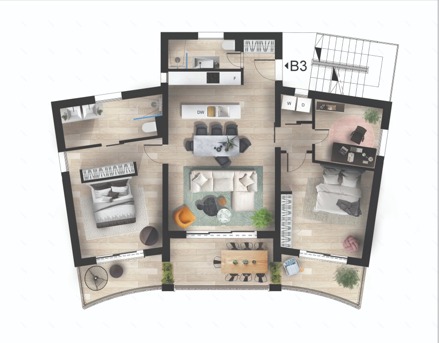 黑山 Kavac 度假公寓 | 豪华三卧一厅,配备全景露台-5