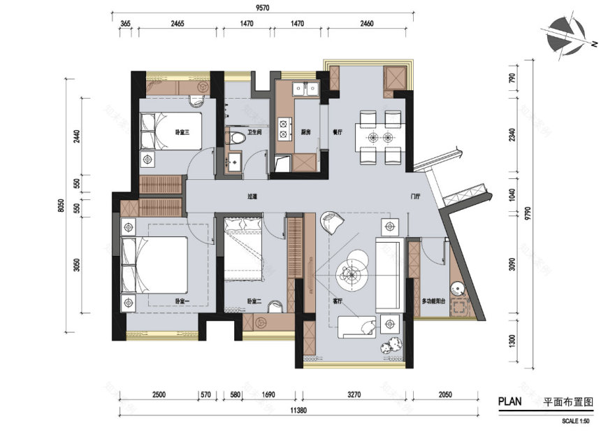 双主卧 90 平空间设计,木色电视墙与仿生植物的完美融合-29