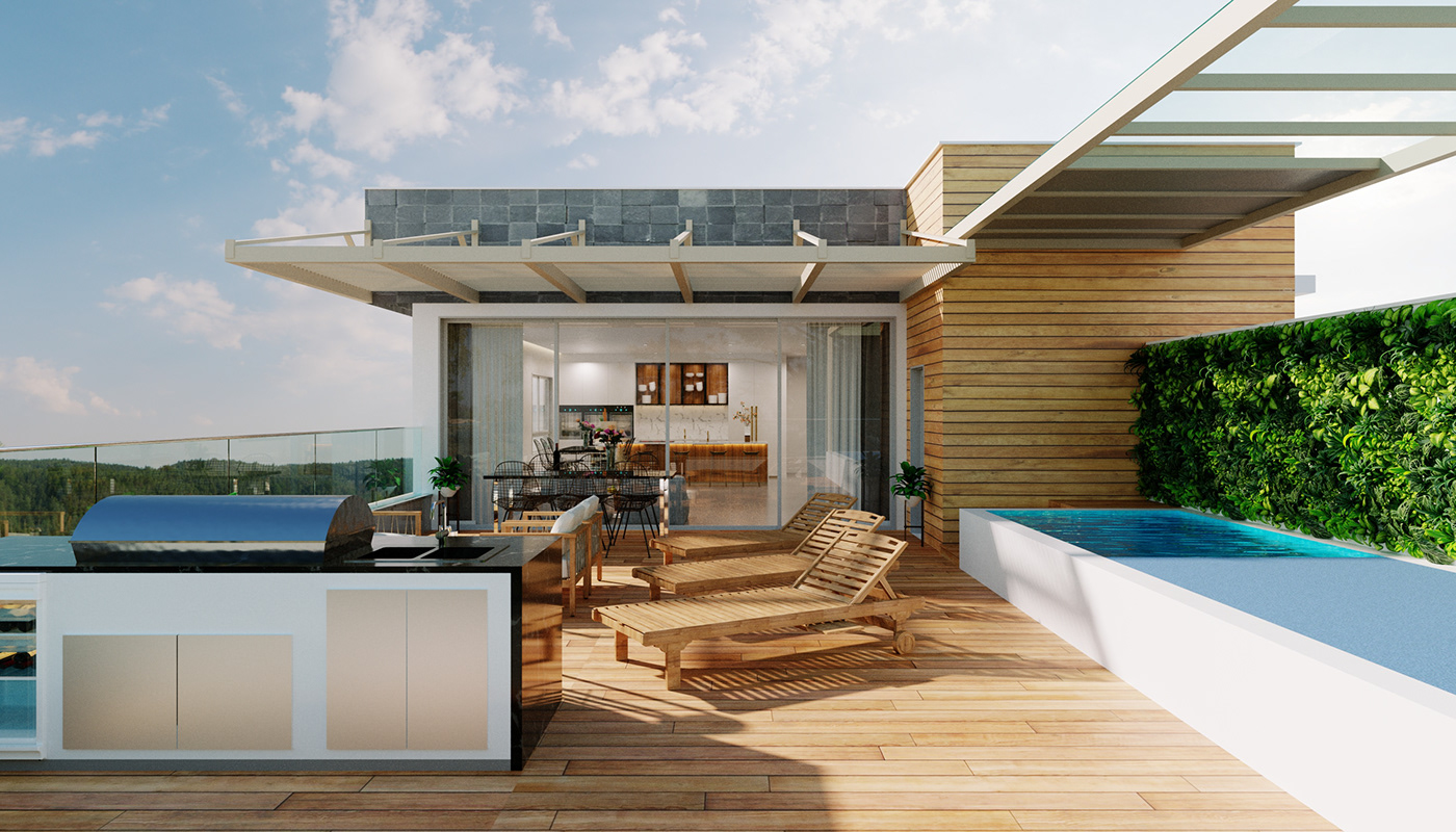 House with pool, living room.-1