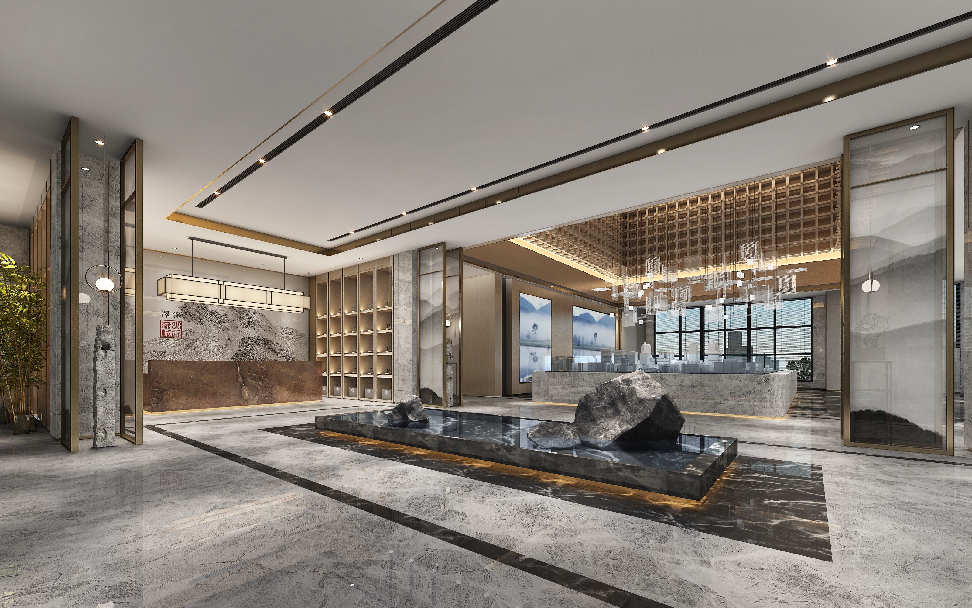 桂林商业空间设计 | 石材与木饰面的优雅融合-3