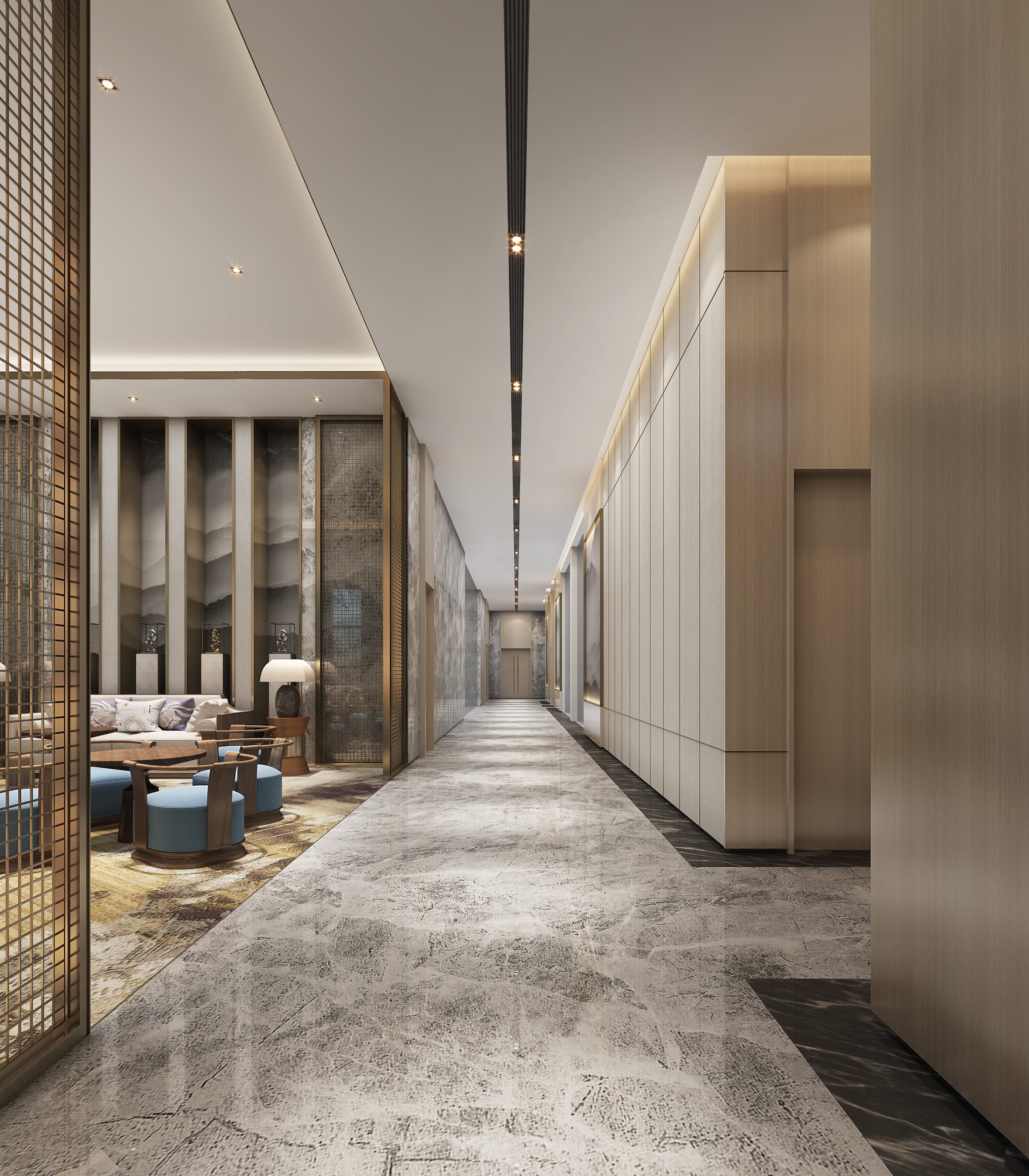 桂林商业空间设计 | 石材与木饰面的优雅融合-5