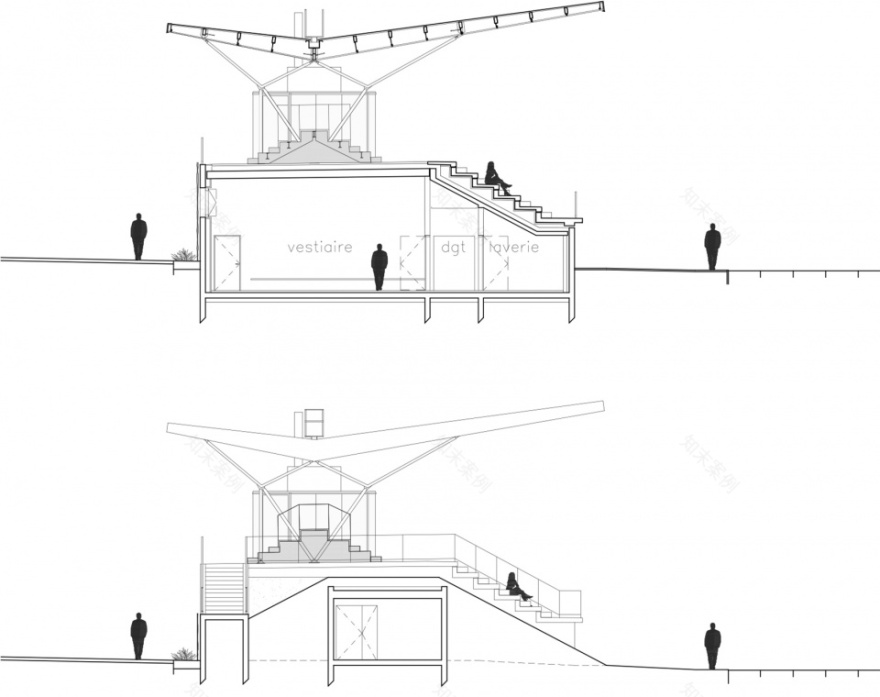 法国枫丹白露体育场看台 | 树状立柱营造开阔空间-6