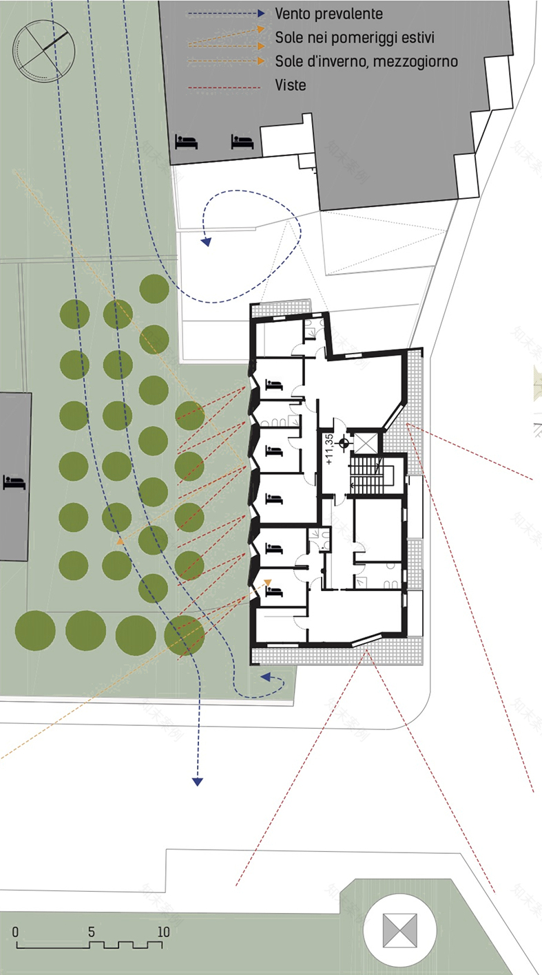 锯齿状立面公寓 · 花园与城市共生的绿色住宅-11