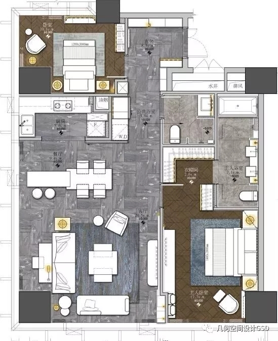 几何空间设计丨【几何空间作品】龙湖金融岛翡云公寓样板间软装-3