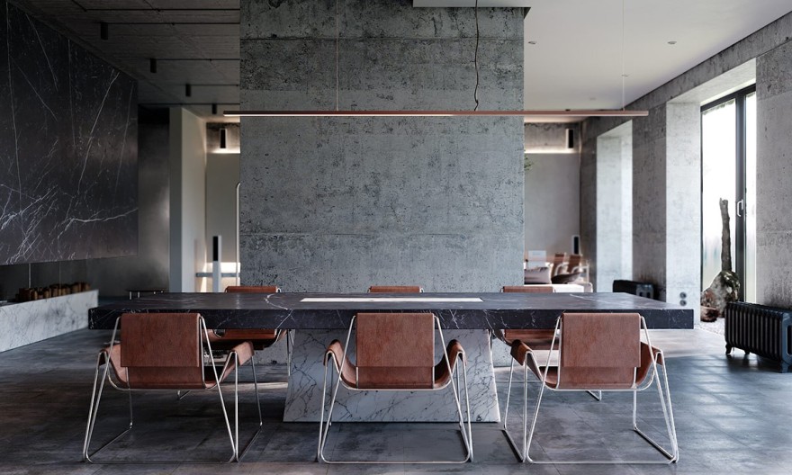 工业风金石运用,Moldova 住宅与广州铜板墙居所-12