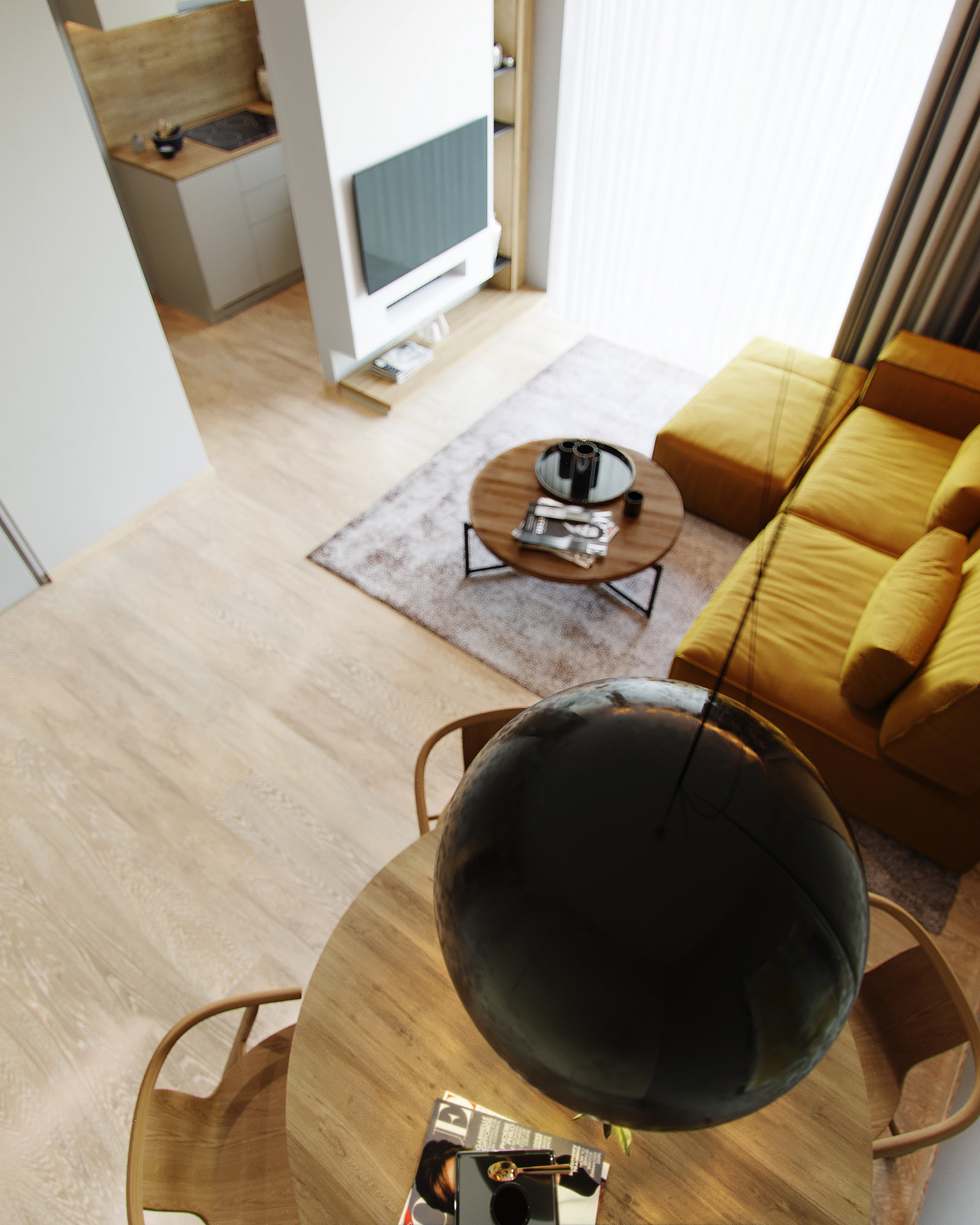 雅典 Glyfada 别墅翻新 | 黄色沙发成为焦点-3