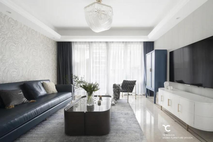 杭州 190m2 现代轻奢平层之家,以克莱因蓝加莫奈灰诠释温柔优雅-26