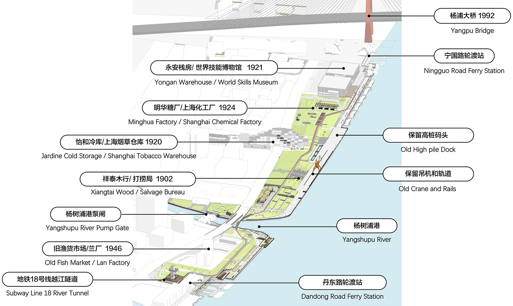 杨浦滨江公共空间二期设计，上海/源自工业遗存的绿道-128