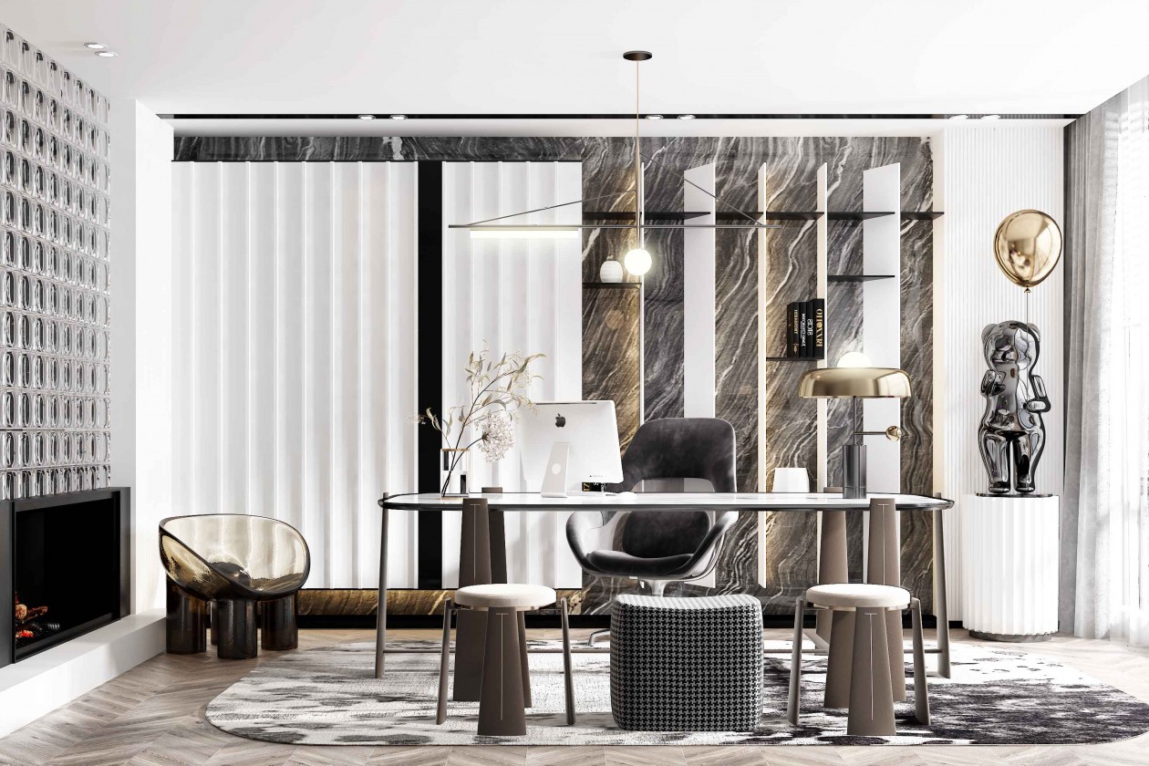 现代风格超简洁书房-7