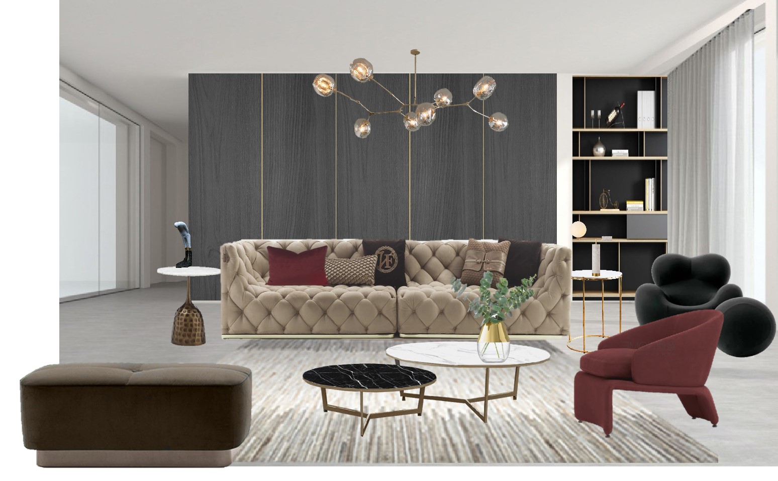 武汉 200㎡现代轻奢家居，融入古典元素，打造温馨共享空间-12