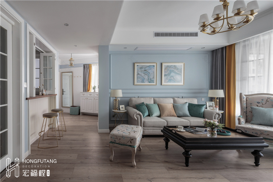 成都宏福樘装饰《飞行棋》平层住宅设计,美式混搭风格-64