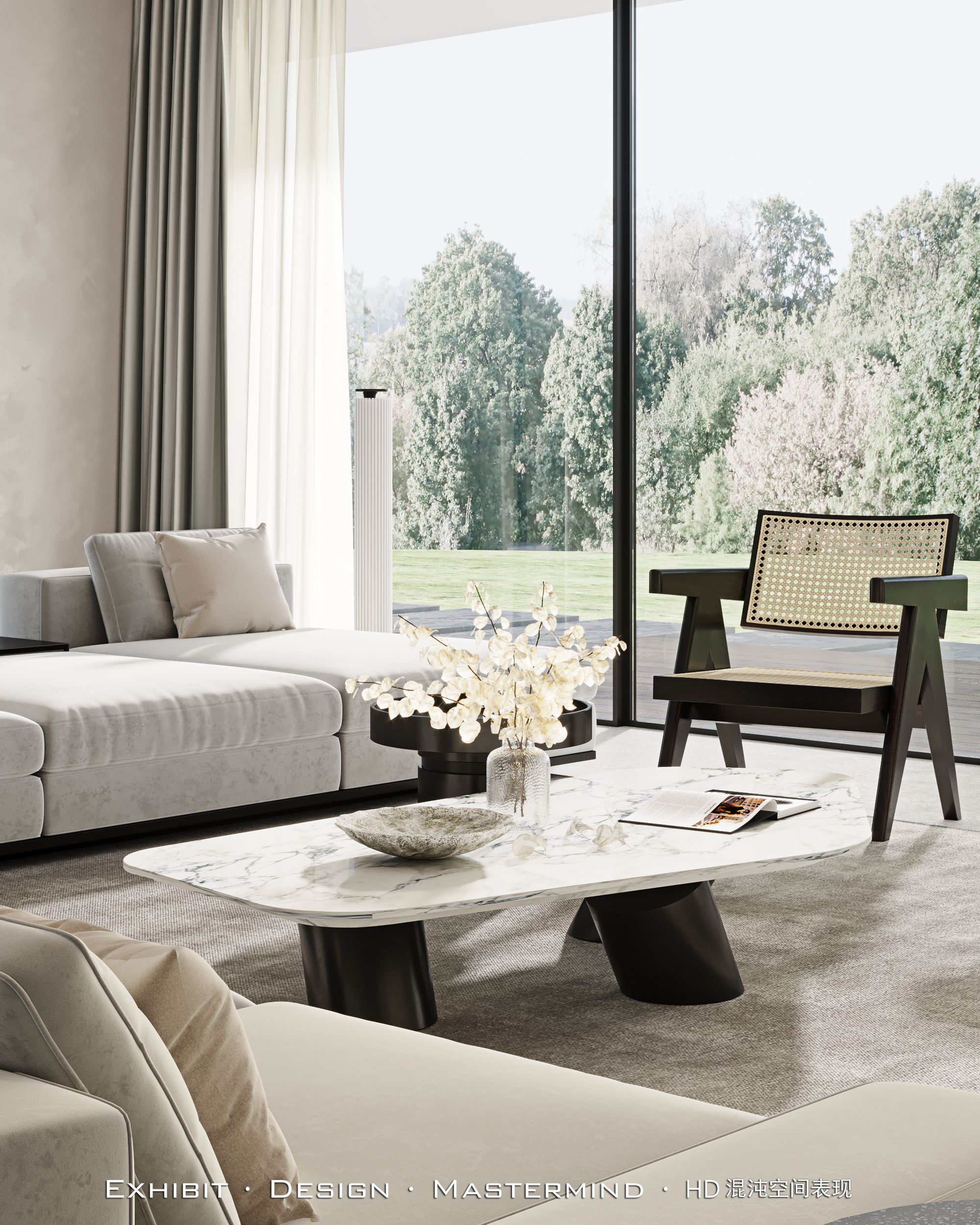 现代极简客厅的混沌空间写实表现-5